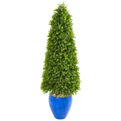 4.3ft. Eucalyptus Topiary Artificial Tree in Blue Planter