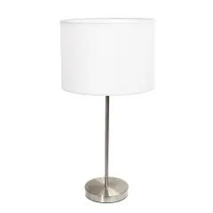 Simple Designs 23" White Fabric Shade Lamp Brushed Nickel