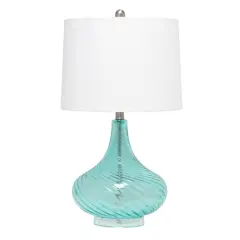 Lalia Home Classix 24" Blue Wavy Colored Glass Table Lamp