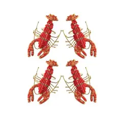 Hello Honey&reg; 5" Red Lobster Metal Napkin Rings with Glass Beads, 4ct.
