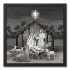 Neutral Painted Nativity Black Framed Canvas Wall Art