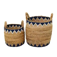 Brown Banana Leaf Bohemian Storage Basket Set