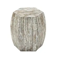 16" Multicolor Barrel-Shaped Shell Side Table
