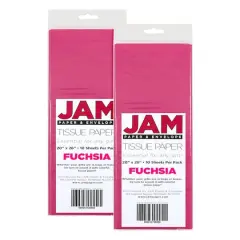 JAM Paper 20" x 26" Tissue Paper, 2 Packs of 10 Sheets Fuchsia