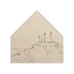 Crosses On HillSketch 3 12" x 12" House Shaped Canvas