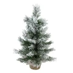 18" Unlit Flocked Pine Artificial Christmas Tree in Burlap Base