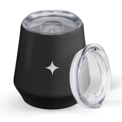 JoyJolt&reg; 12oz. Vacuum Insulated Stemless Wine Tumbler with Lid Black