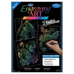Royal & Langnickel&reg; Engraving Art&trade; Fish, Butterflies & Birds Rainbow Foil Value Pack Kit