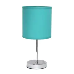 Creekwood Home Nauru 12" Brushed Nickel Petite Metal Stick Table Lamp Blue