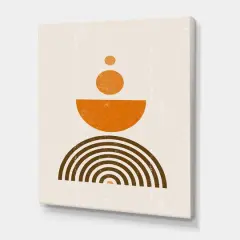 Designart - Abstract Rainbow Sun and Moon In Earth Tones V - Modern Canvas Wall Art Print