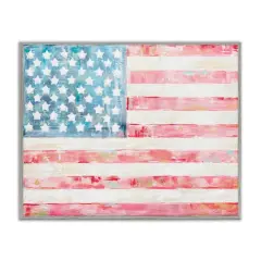 Stupell Industries Patriotic Brushed Flag Framed Giclee Art Gray