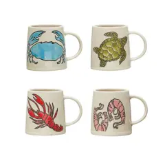 Hello Honey&reg; Coastal Designs Stoneware Mug Set
