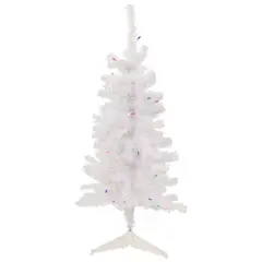 3ft. Pre-Lit Woodbury White Pine Slim Artificial Christmas Tree, Multicolor Lights