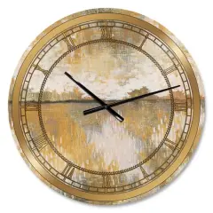 Designart Cream & Brown Curious Sky Glam Wall Clock