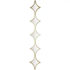 Gold Metal Slim Stacked Chain 5 Layer Wall Mirror with Diamond Pattern 10" x 1" x 59"