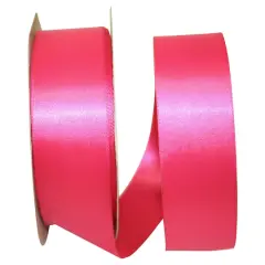 JAM Paper 1.5"x 50yd. Double Face Satin Ribbon Shocking Pink