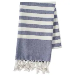 DII&reg; Striped Fouta Towel with Fringe Nautical Blue