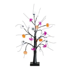 2ft. Pre-Lit Artificial Halloween Eyeballs, Ghosts, Bats & Pumpkins 24 LED Lighted Ornament Tree