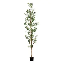 8ft. Potted Artificial Olive Tree with Natural Trunk