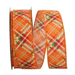 JAM Paper 1.5" x 20yd. Wired Plaid Tonal Sparkle Ribbon