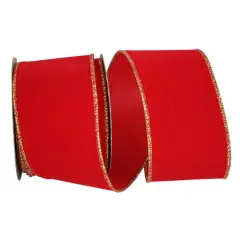 Reliant 2.5" x 10yd. Velvet Duro Domestic Wired Ribbon Hot Red/Gold