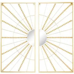 CosmoLiving by Cosmopolitan Gold Metal Half Moon Mirror Geometric Wall Decor with Gold Frame Set of 2 16", 32"