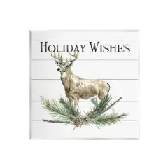 Stupell Industries Holiday Wishes Seasonal Deer Wall Plaque Art