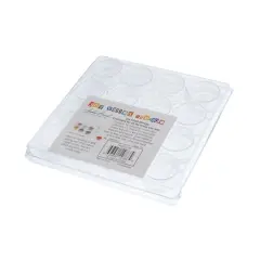 John Bead 13.5cm Joy Filled Plastic Box Storage With 16 Clear Round Containers