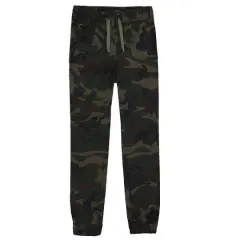 Galaxy by Harvic Boy's Slim Fitting Cotton Stretch Classic Twill Joggers Woodland Camo