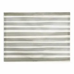 Watercolor Stripe Cotton Twill Placemat Green/White