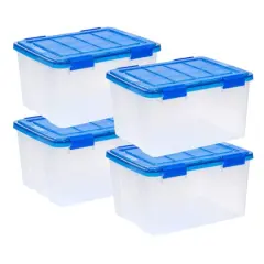 IRIS&reg; WeatherPro&trade; 44qt. Clear Heavy Duty Plastic Storage Bins with Blue Lids, 4ct.