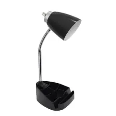LimeLights 18.5" Gooseneck Desk Lamp with Tablet Stand and Charging Outlet Black