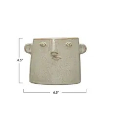 Hello Honey&reg; 6.5" White Stoneware Planter with Abstract Face