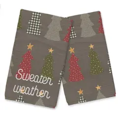 Sweater Weather Gray Tree Pattern Tea Towel Set