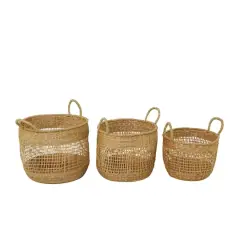 Brown Seagrass Bohemian Storage Baskets, 3ct.