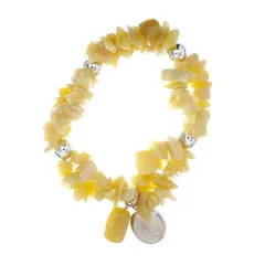 John Bead New Jade Green Natural Stone 2-Strand Bracelet with Circle Charm