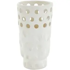 13" White Ceramic Shell Vase