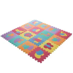 Toy Time Interlocking Foam Tile Play Mat with Animals