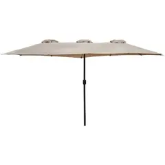 15ft. Outdoor Patio Market Umbrella with Hand Crank Beige