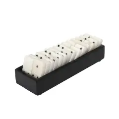 Hello Honey&reg; 9" Black and White Handmade Alabaster Dominos in Soapstone Tray