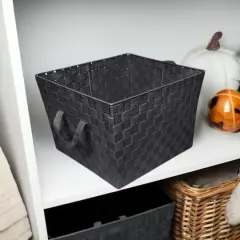 Simplify Large Black Woven Storage Bin