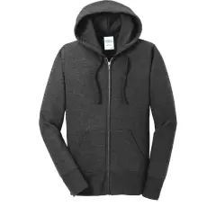 Port & Company&reg; Ladies Core Fleece Full-Zip Hooded Sweatshirt Dark Heather Gray