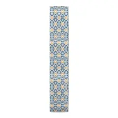 72" Blue & Yellow Circle Hex Cotton Twill Runner