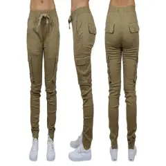 Galaxy By Harvic Loose Fit Cotton Stretch Twill Women's Cargo Joggers Timber