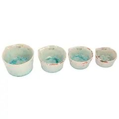 Hello Honey&reg; Green Stoneware Measuring Cups with Reactive Crackle Glaze, 4ct.