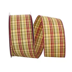 JAM Paper 2.5" x 20yd. Wired Plaid Carmen Ribbon