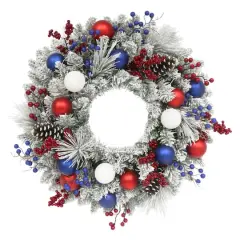 24" Adorned Flocked Wreath
