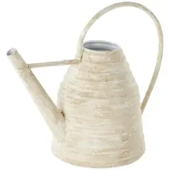 14" Cream Metal Beehive Shaped Watering Can Planter