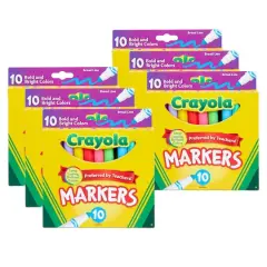 Crayola&reg; Bold & Bright Colors Broad Line Markers, 6 Packs of 10
