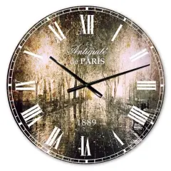 Designart Night Alley with Lights French Country Wall Clock